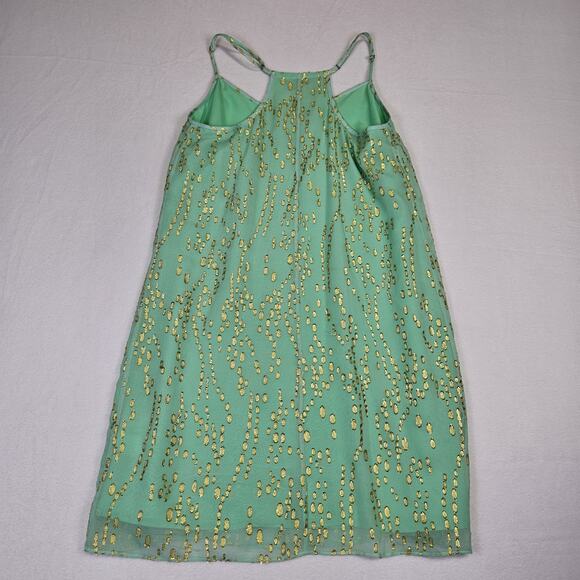 Lilly Pulitzer Dusk Silk Slip Dress Women Mint Gold Metallic Tropical Vacation S - Picture 15 of 16